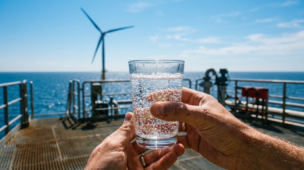Como a energia dos ventos no mar está sendo usada para produzir água potável em larga escala