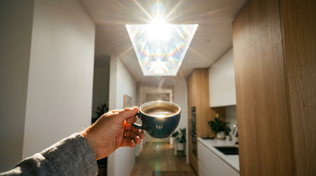 Casas com iluminação por óptica geométrica e difusores de teto para máximo conforto visual