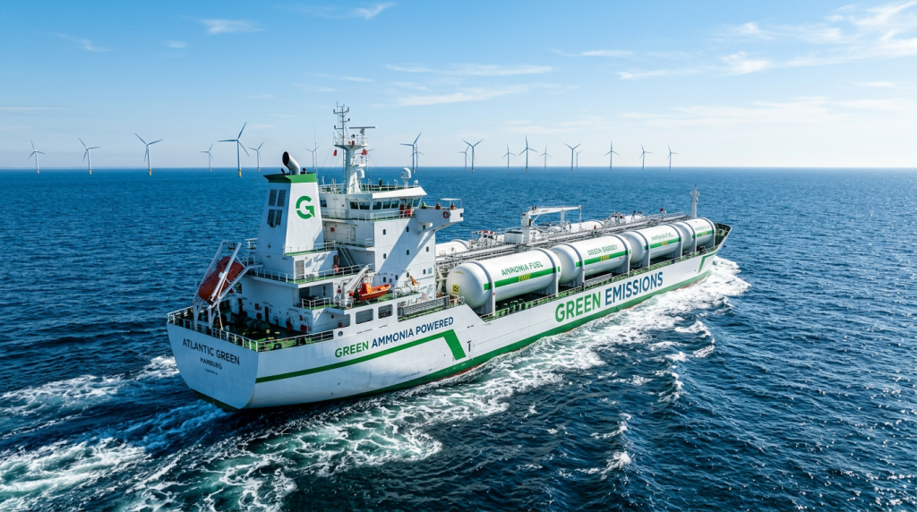 A nova fronteira da energia limpa no mar com o uso de amônia verde como combustível