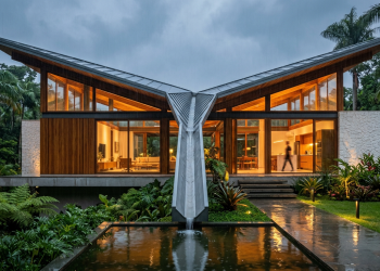 O projeto de casa que utiliza o telhado como solução para economia de água e energia