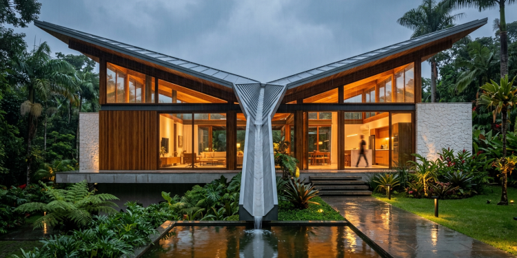 O projeto de casa que utiliza o telhado como solução para economia de água e energia