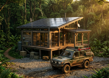 O projeto de base autônoma off-grid que utiliza engenharia artesanal e recursos naturais