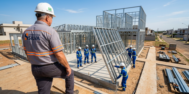 Nem vigas de concreto, nem pilares demorados: o esqueleto de aço galvanizado que ergue mansões inteiras em poucas semanas sem desperdício de material