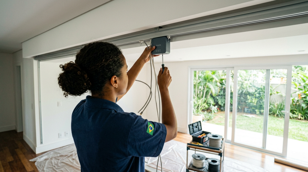 Quanto um técnico em domótica, um eletricista e um gesseiro cobram para transformar a sala de um apartamento antigo em um cinema inteligente controlado por voz no início de 2026?