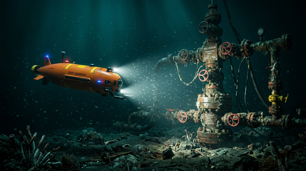 Japão Estados Unidos e Coreia do Sul começam a substituir enormes plataformas de petróleo por frotas de robôs submarinos autônomos que operam a 3 mil metros de profundidade