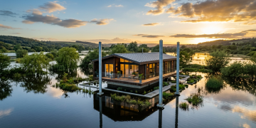 Casas anfíbias flutuam em cheias temporárias e mudam a arquitetura em áreas de risco
