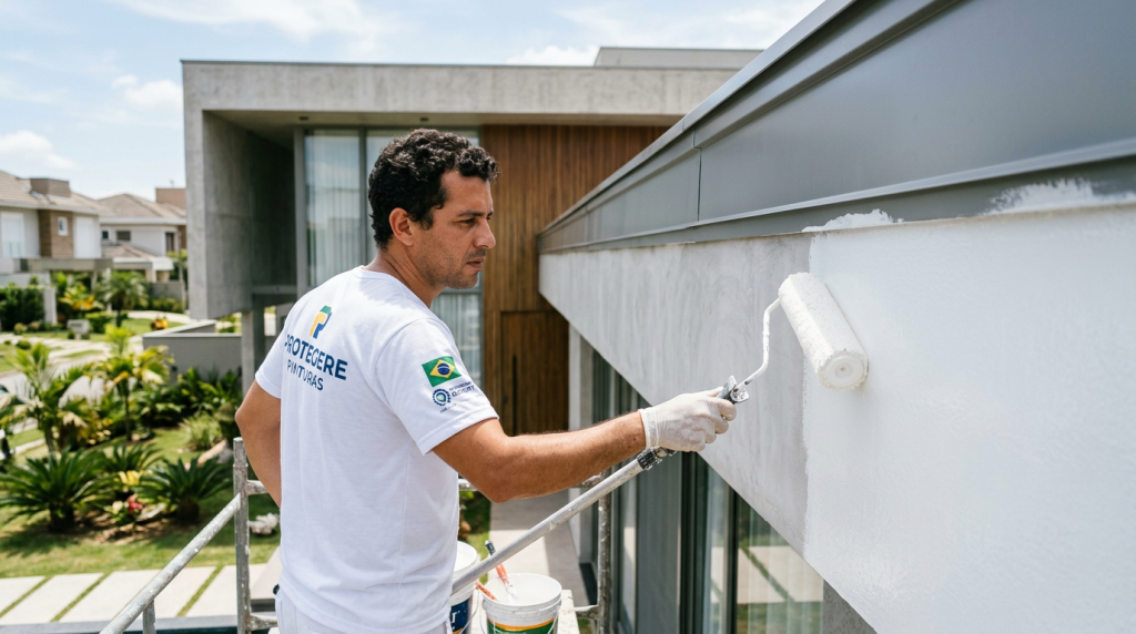 Projeto arquitetônico de casa com efeito lótus para manter a pintura nova sem manutenção