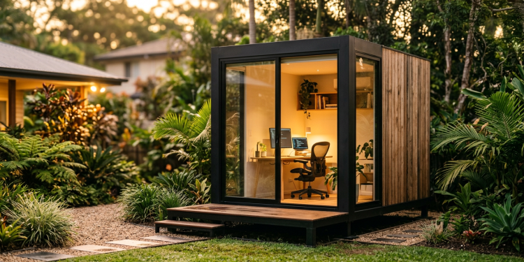 Não é um puxadinho de alvenaria suja, nem um contêiner de metal fervente: o anexo modular de madeira tecnológica que é montado no seu quintal em apenas 48 horas para criar um home office de luxo