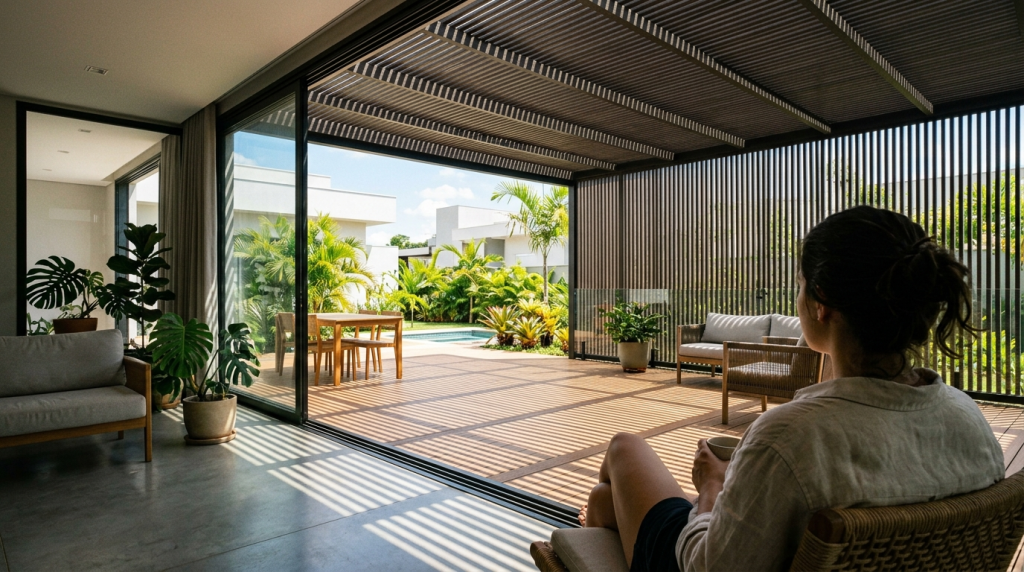 O modelo de casa sustentável que utiliza polímeros reciclados para imitar a estética da madeira