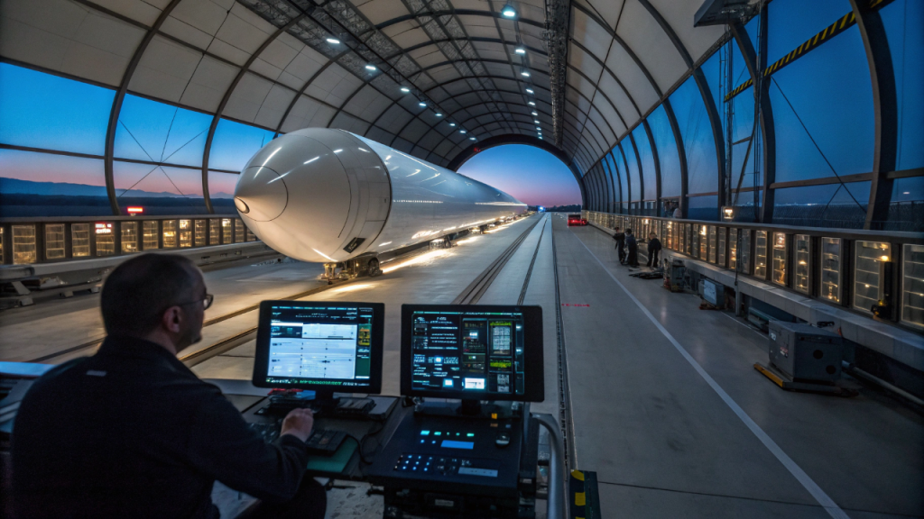 Japão, Alemanha e Coreia do Sul começam a testar comboios de levitação magnética que viajam a mais de 600 km/h dentro de tubos de vácuo para substituir os voos comerciais