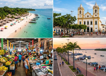 Cidade do interior do Pará, situada no encontro das águas dos rios Amazonas e Tapajós, abriga as famosas praias de água doce de Alter do Chão