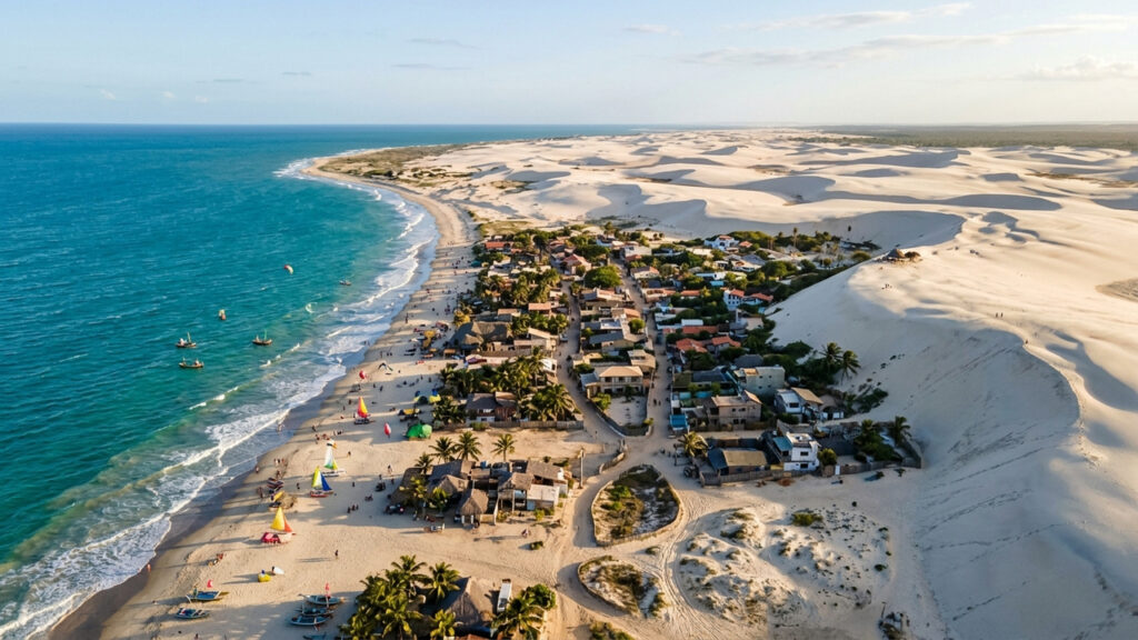 Cidade litorânea do Ceará, situada a 300 km de Fortaleza, esconde águas mornas, lagoas cristalinas e dunas de areia com trinta metros de altura