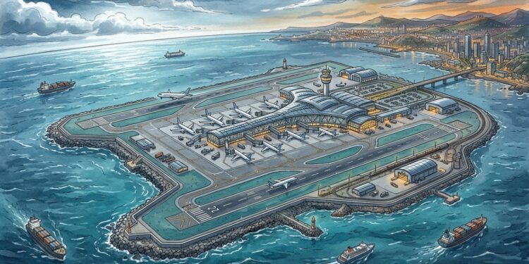 Aeroporto em ilha artificial na Baía de Jinzhou