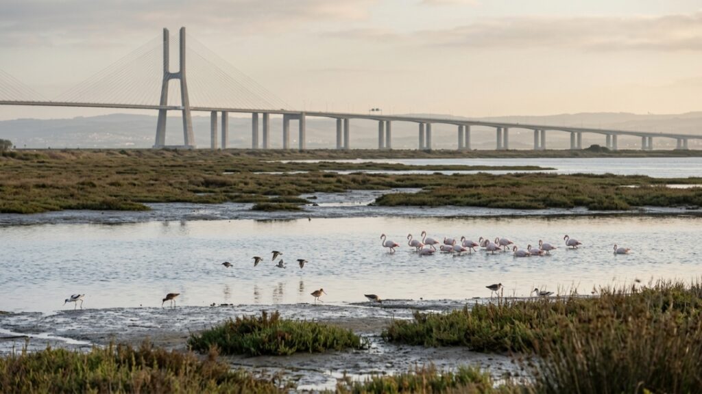 A Ponte Vasco da Gama tem 17,2 km sobre o estuário do Tejo e foi construída em apenas 3 anos para ser inaugurada na Expo 98 de Lisboa