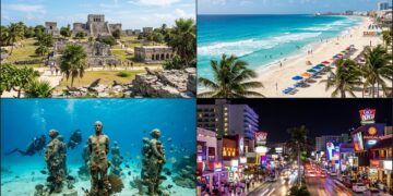 Cidade costeira que abriga as areias brancas e águas azul-turquesa do Mar do Caribe é considerada a capital do turismo internacional do México