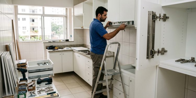 Quanto um montador de marcenaria cobra para instalar e regular as ferragens de uma cozinha planejada completa em 2026