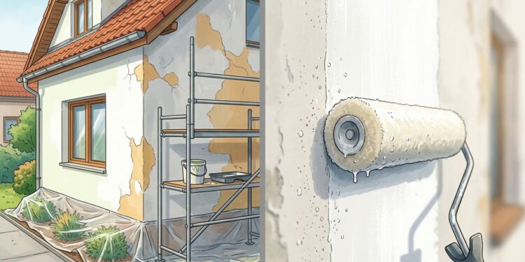 Calcule quanto um pintor cobra para lixar e pintar a fachada de uma casa de dois andares com tinta acrílica resistente em 2026