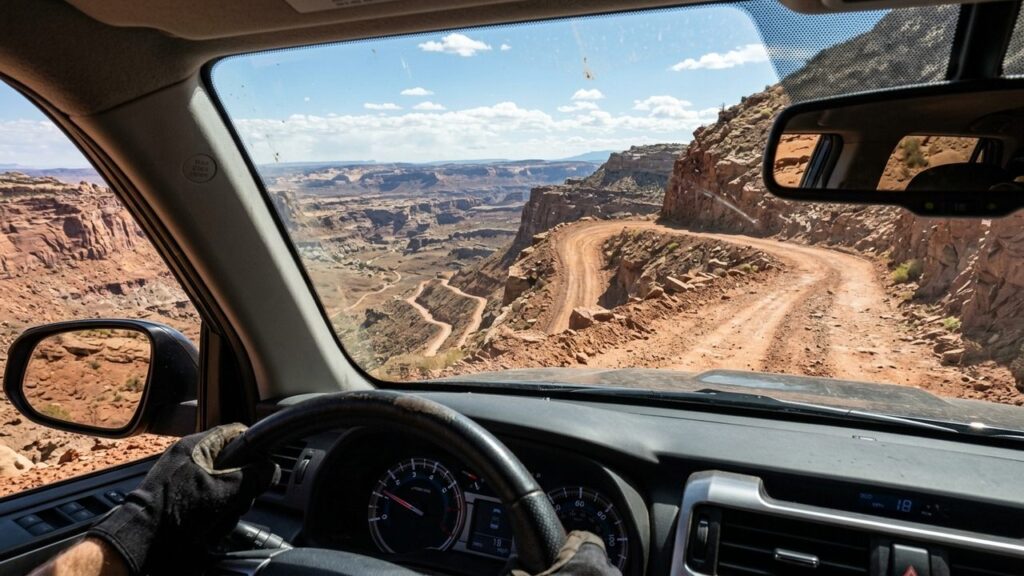 Serpenteando pelo isolado deserto de Utah, a rota cênica histórica passa por fendas de arenito e estradas de terra no coração de Capitol Reef