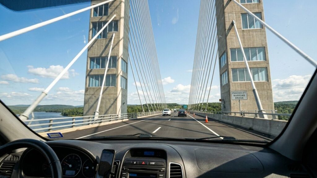 Com um observatório público a 131 metros de altura em sua torre, a impressionante estrutura estaiada no Maine é única em engenharia no mundo