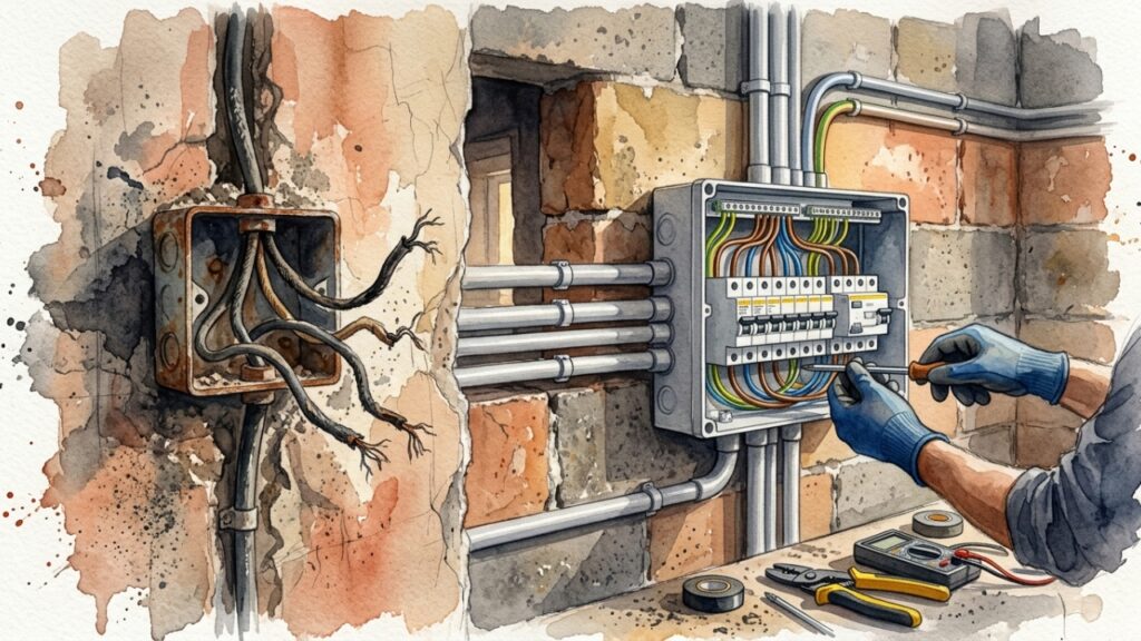 Quanto custa contratar um eletricista para trocar a fiação de uma casa em 2026 e por que o quadro antigo vira alerta vermelho