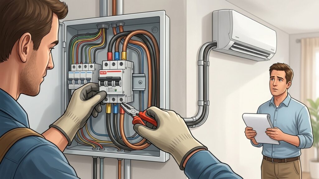 Quanto um técnico cobra para instalar um ar-condicionado split de 12.000 BTUs com ponto elétrico novo em 2026
