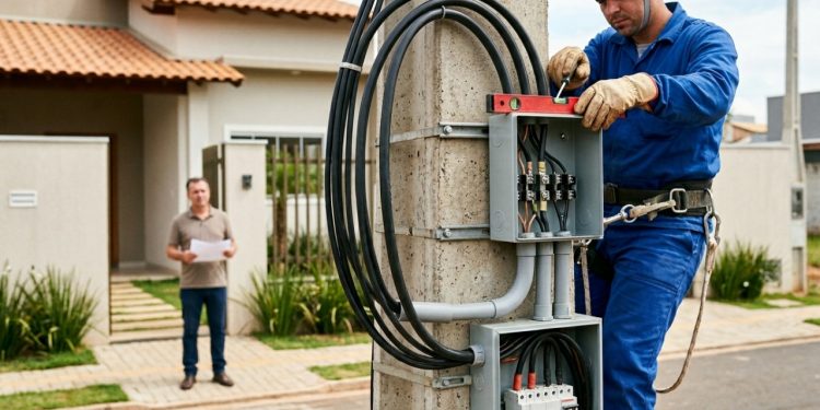Quanto um eletricista de alta tensão cobra para instalar um padrão bifásico de entrada de energia homologado em 2026