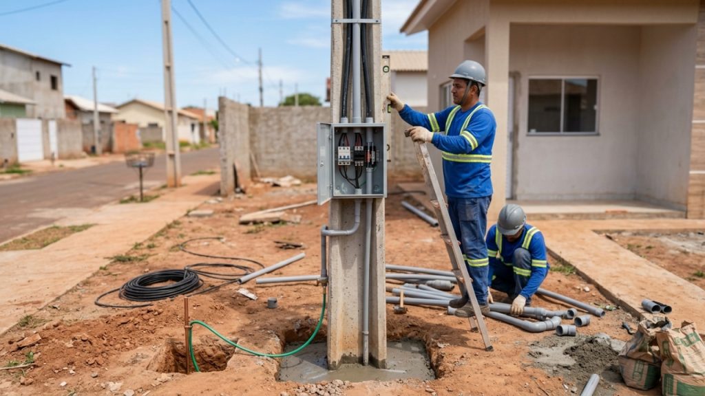 Quanto um eletricista de alta tensão cobra para instalar um padrão bifásico de entrada de energia homologado em 2026