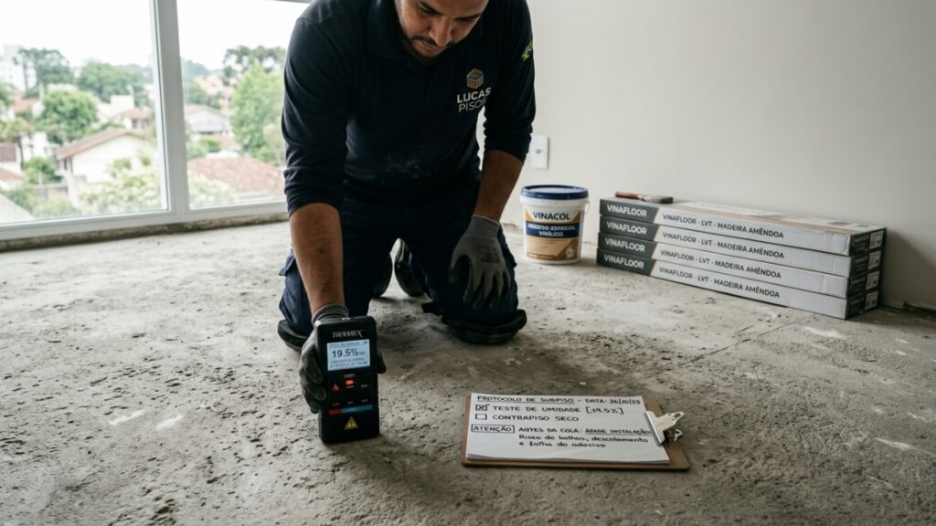 Quanto um profissional cobra para instalar piso vinílico em um apartamento em 2026, e o que ninguém avisa sobre a base