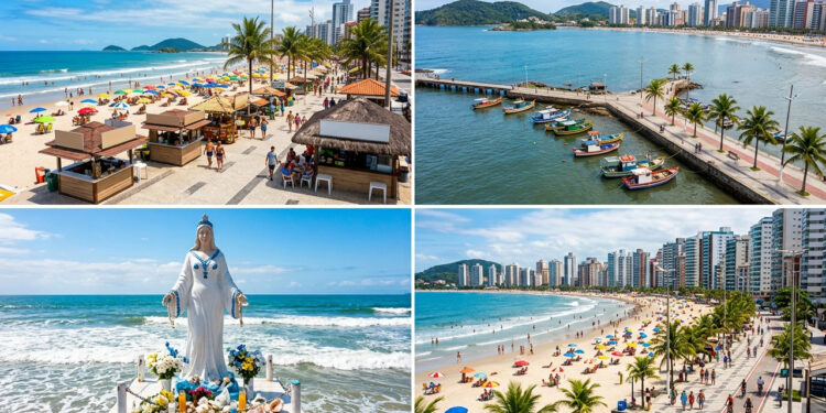 Cidade do litoral de São Paulo, que possui 22 km de praias urbanas contínuas, destaca-se por atrair mais de 1 milhão de turistas na temporada