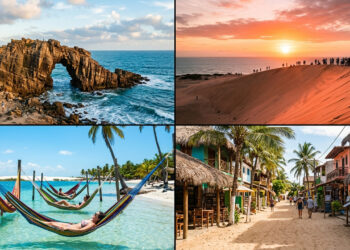 Cidade litorânea do Ceará, situada a 300 km de Fortaleza, esconde águas mornas, lagoas cristalinas e dunas de areia com trinta metros de altura