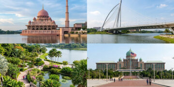 Cidade planejada na Malásia, situada a poucos quilômetros de Kuala Lumpur, impressiona pela moderna arquitetura e pela mesquita rosa