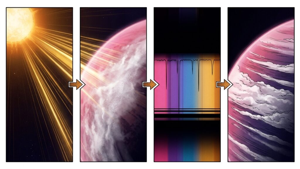 Telescópio James Webb descobriu nuvens de sal na atmosfera do “planeta rosa”