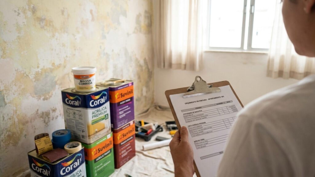 Quanto custa contratar um pintor para pintar um apartamento de 50 m² em 2026 e por que parede manchada pesa no orçamento