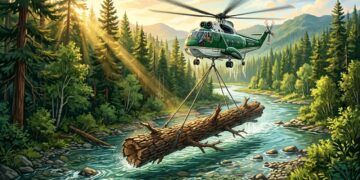 Troncos lançados em rios para restaurar habitats