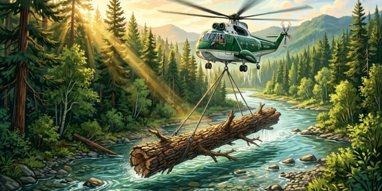 Troncos lançados em rios para restaurar habitats
