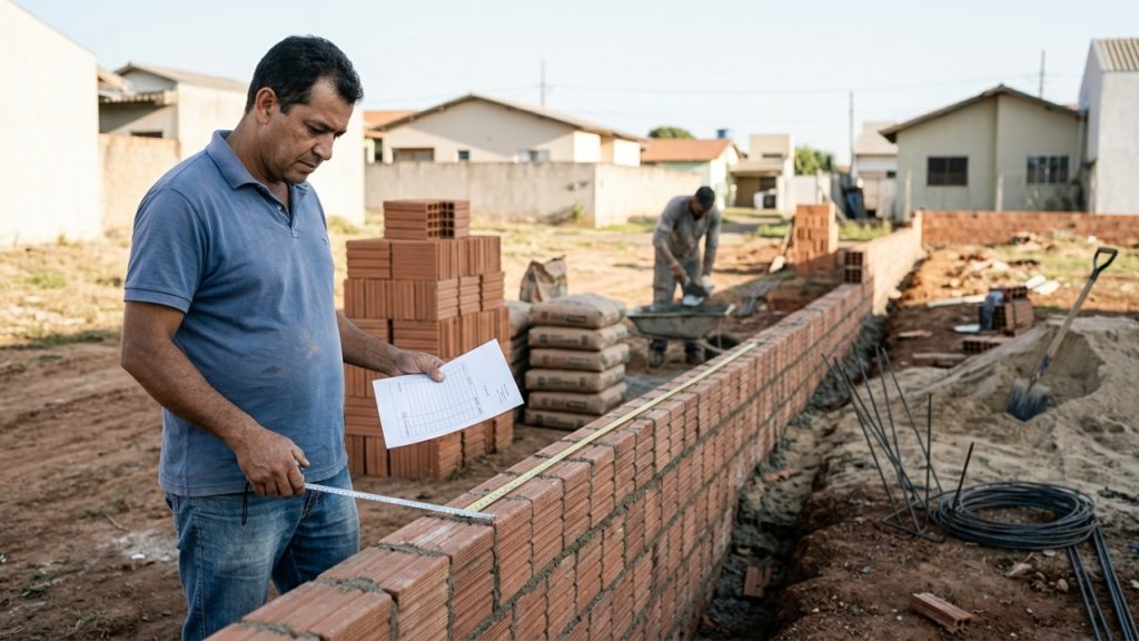 Quanto um pedreiro cobra para construir um muro de 15 metros em 2026, e o que faz o preço dobrar dependendo do terreno