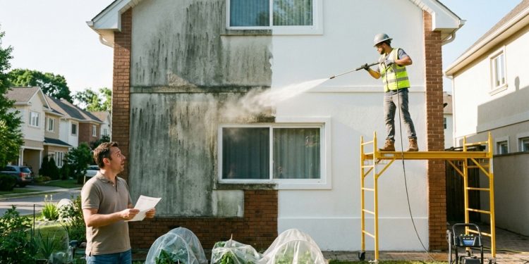 Quanto um limpador de fachadas cobra para realizar a lavagem hidrojateada de alta pressão de uma casa de dois andares em 2026