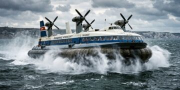 Hovercraft gigante que cruzava o Canal da Mancha