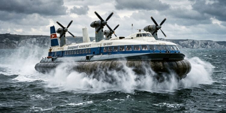 Hovercraft gigante que cruzava o Canal da Mancha