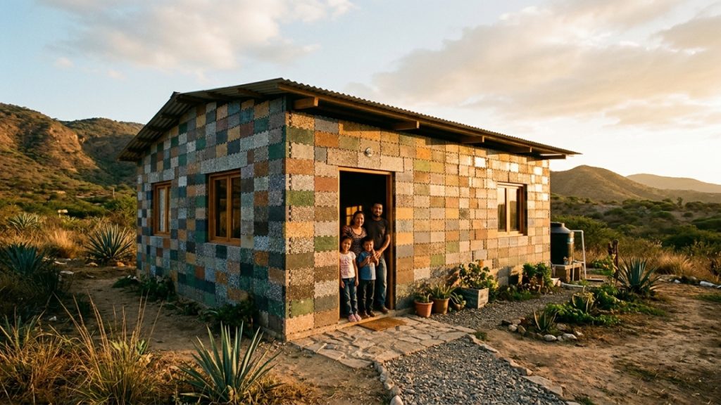 Tijolos de plástico reciclado que permitem construir uma casa em cinco dias