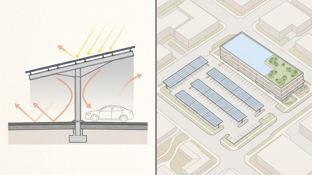 França, Estados Unidos e Canadá transformam estacionamentos em áreas de energia e sombra