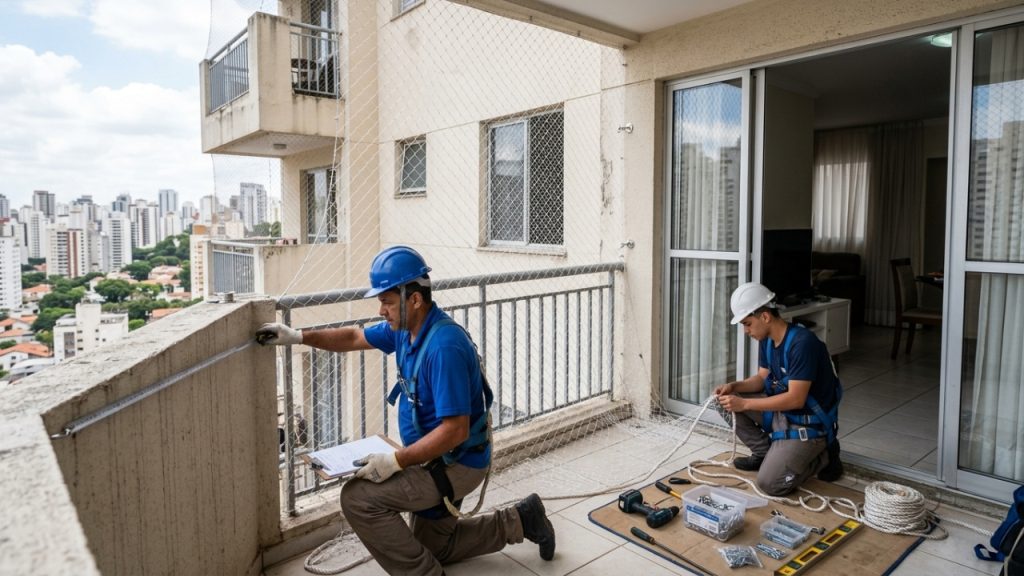 Quanto um instalador de redes cobra para fixar telas de proteção de nylon em cinco janelas de apartamento em 2026