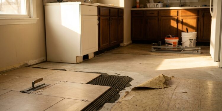 Quanto um pedreiro cobra para trocar o piso de uma cozinha de 12 m² em 2026, e por que a retirada do antigo muda tudo