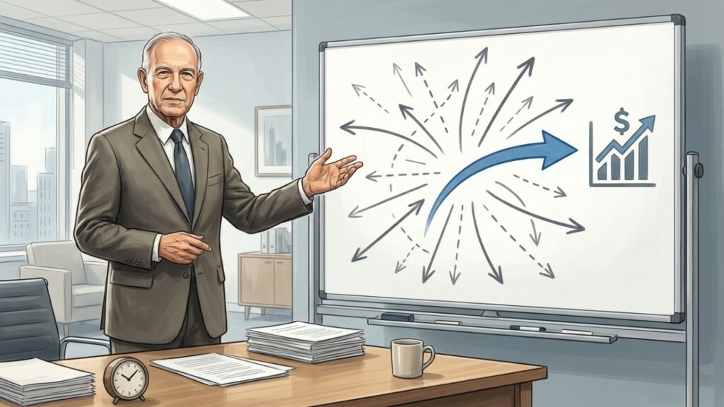 Peter Drucker, pensador da gestão que via eficiência sem direção como desperdício elegante: “Não há nada tão inútil quanto fazer com eficiência algo que não deveria ser feito”