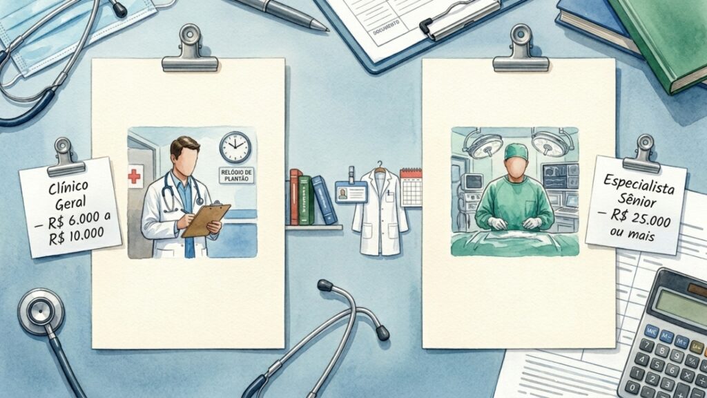 A diferença de salário entre médico generalista e especialista no Brasil e quanto tempo de formação separa os dois