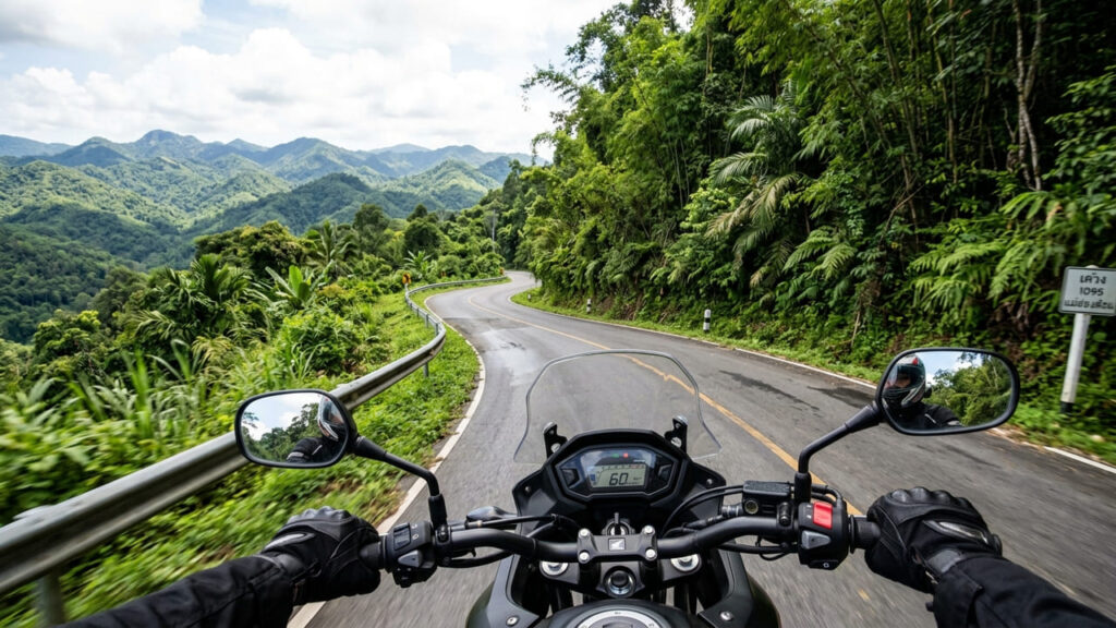Com exatamente 1.864 curvas fechadas entre montanhas e florestas, a famosa rota tailandesa é considerada o paraíso dos motociclistas