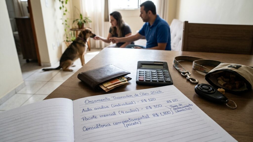 Quanto um adestrador cobra para corrigir comportamento de cachorro em 2026 e por que 1 aula raramente resolve