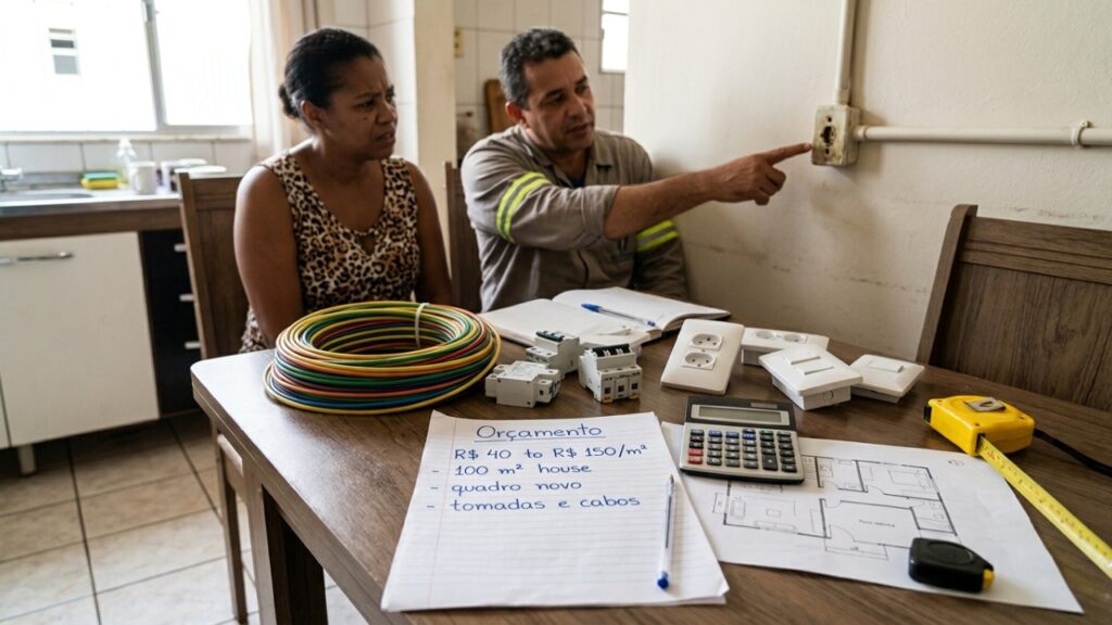 Quanto um eletricista cobra para trocar a fiação de uma casa em 2026 e quando o barato vira risco
