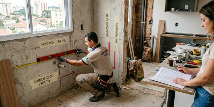 Quanto um encanador cobra para mudar o ponto da pia da cozinha em 2026, e por que não é só trocar o cano de lugar