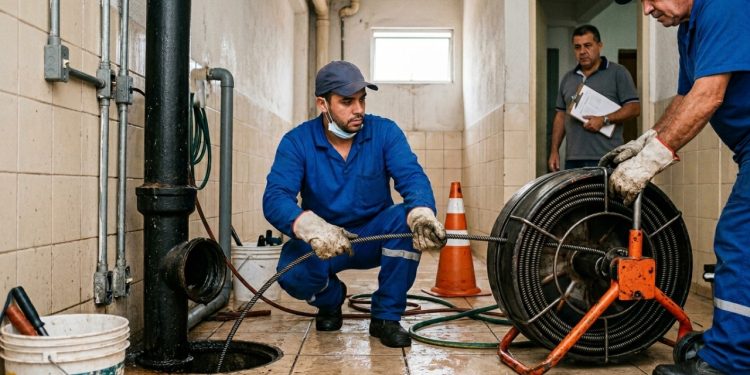 Quanto um encanador predial cobra para desentupir a prumada principal de esgoto de um edifício de 4 andares em 2026
